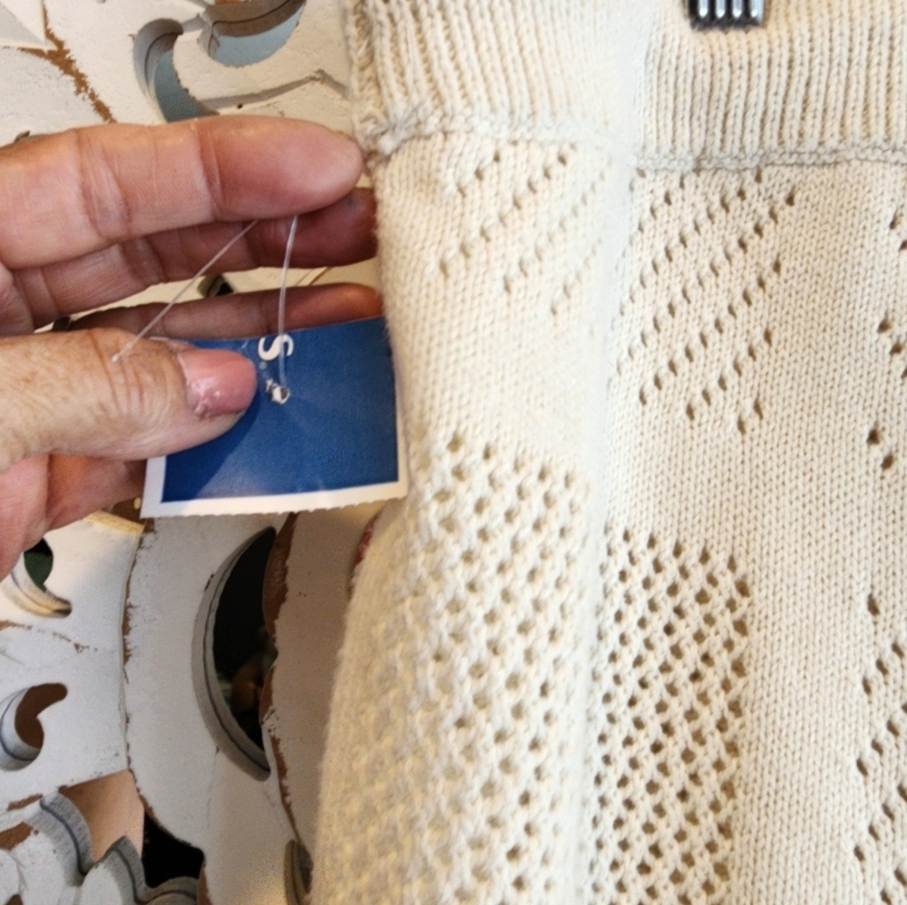 CUPCAKES & CASHEMERE CROTCHET KNIT SHORT IVORY DRAWSTRING WAIST NWT SZ LARGE - Picture 12 of 12